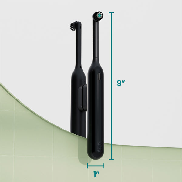 black black 360 toothbrush 9 inches tall and 1 inch wide