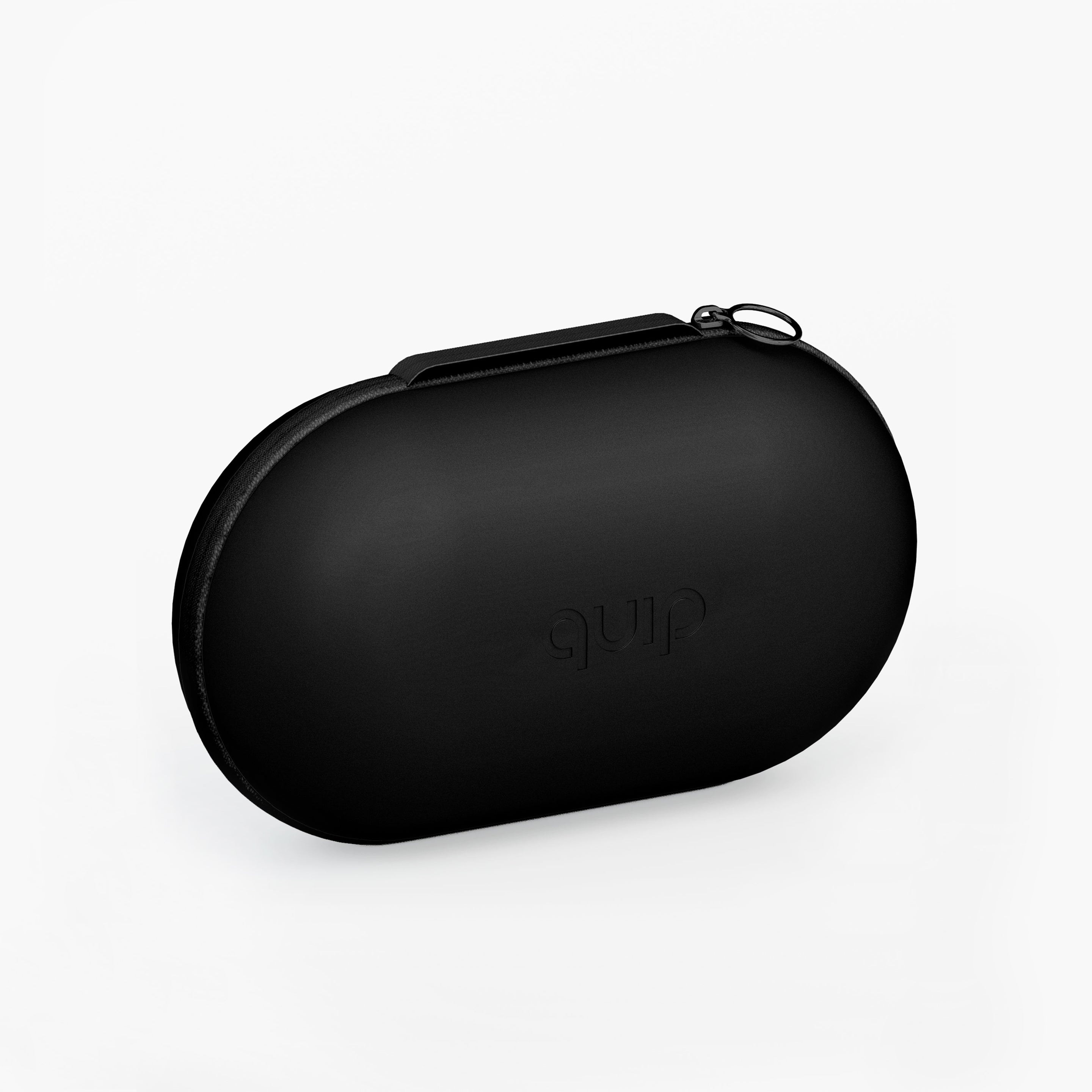 quip Refresh Bag in black with flexible silicone that expands to easily pack your toiletries